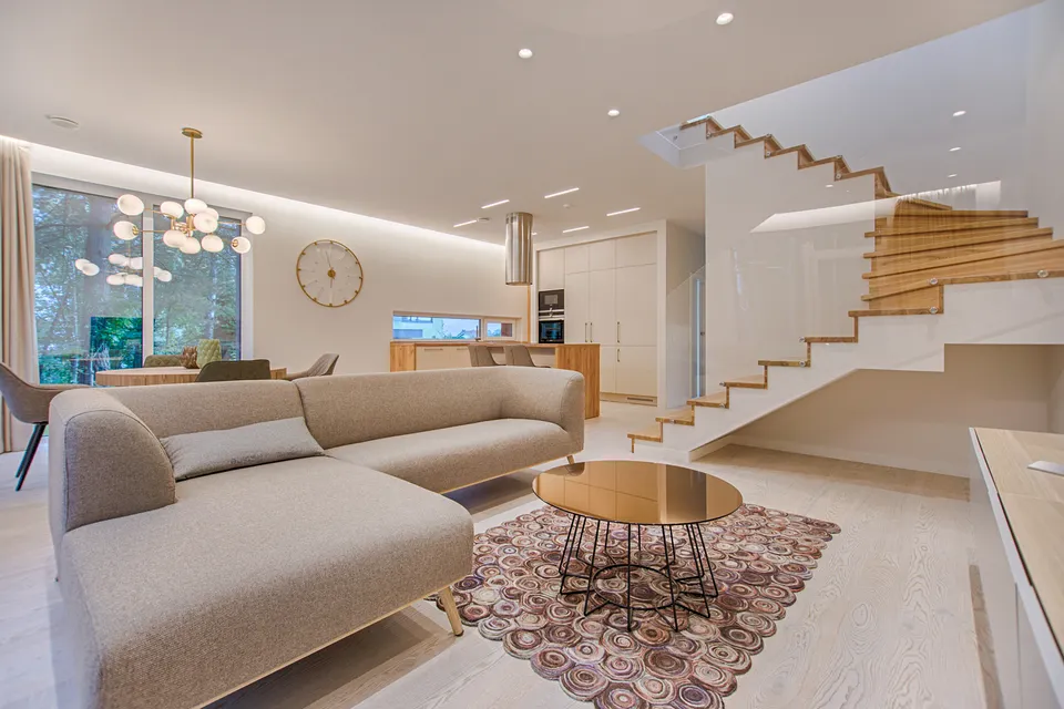 Open basement space converted into a bright living area